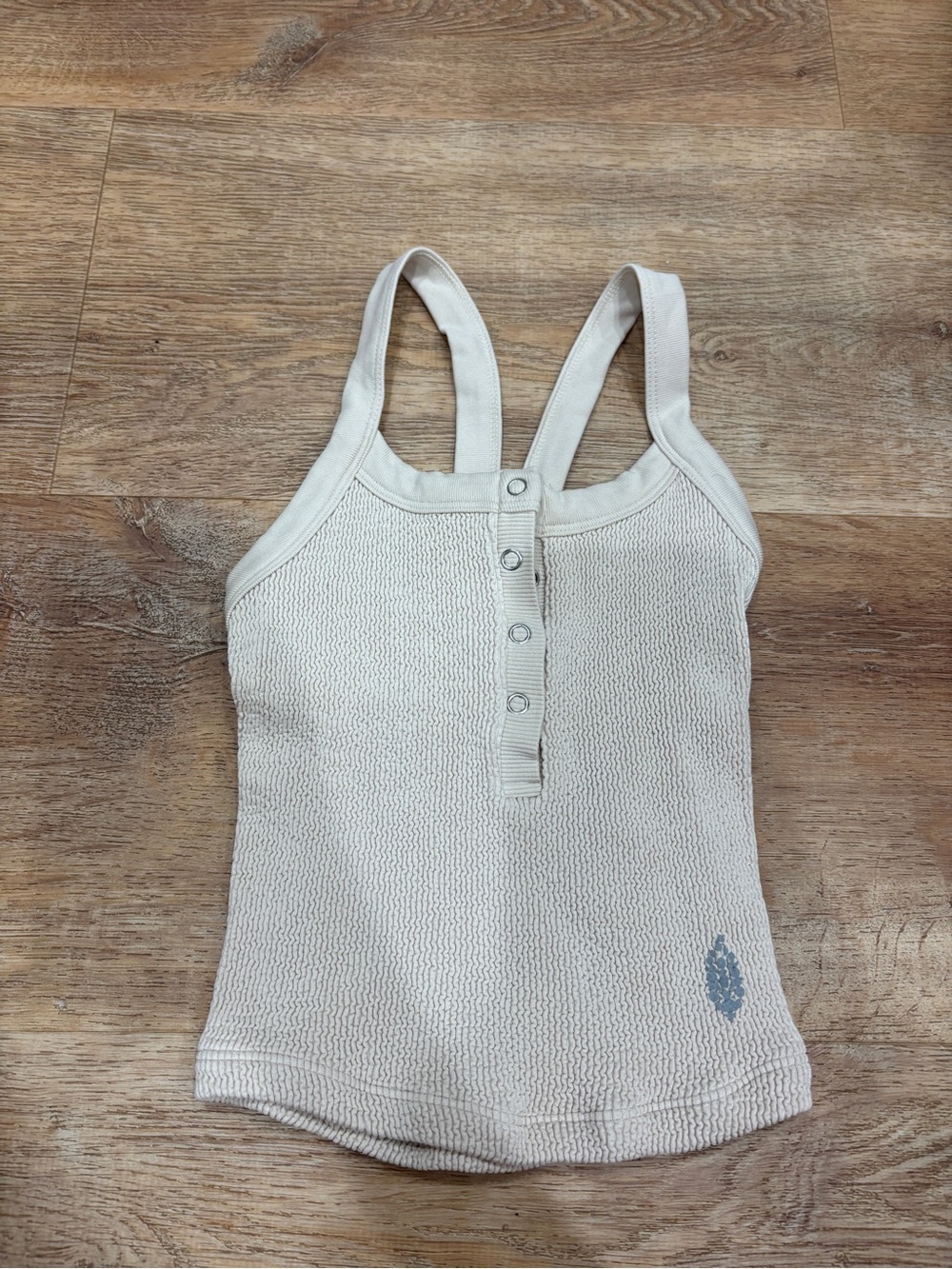 Free People Ivory Ribbed Henley Tank